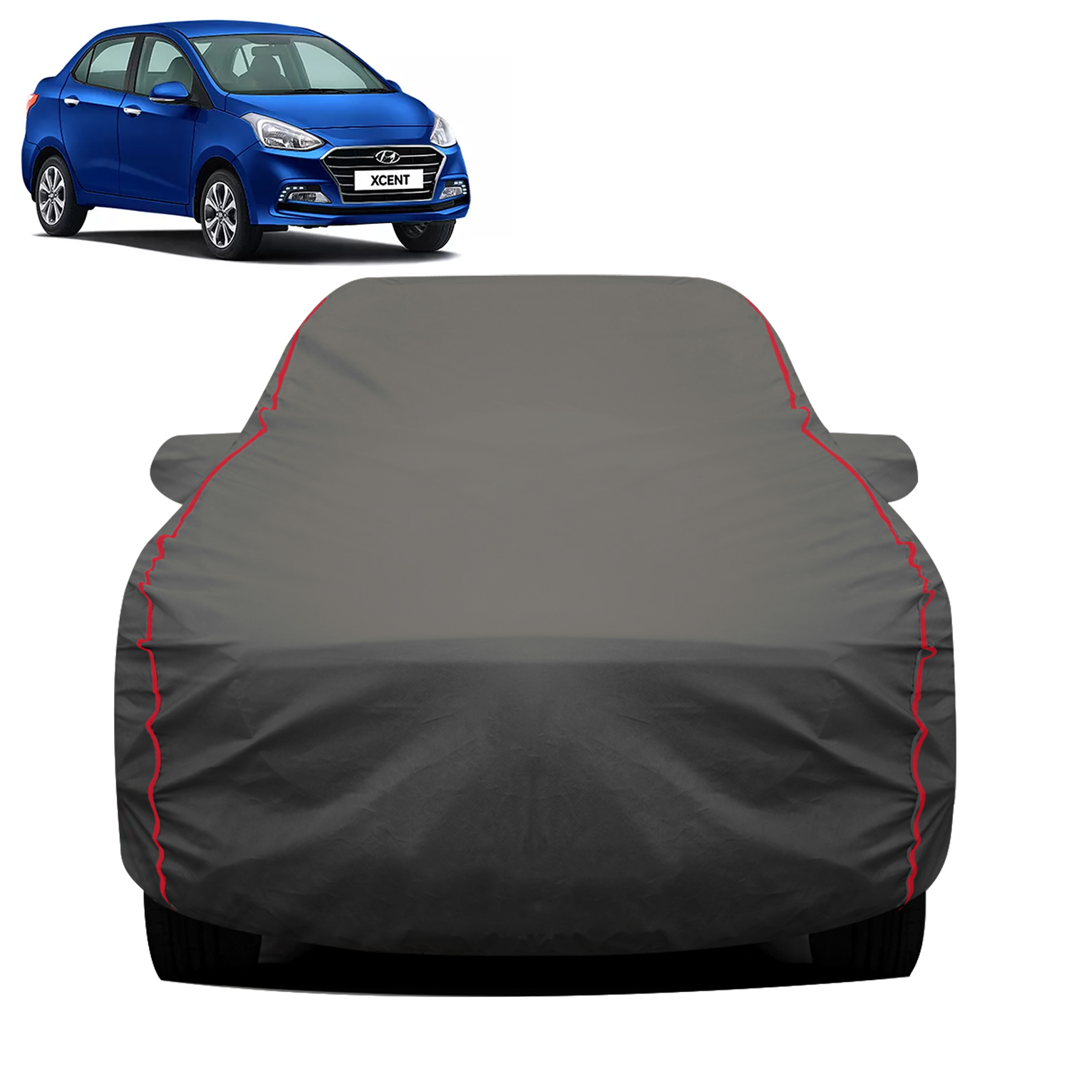 Carzex 2X2 Heavy Duty Red Border Car Body Cover for Hyundai Xcent
